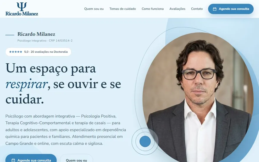 Site de Ricardo Milanez, psicólogo